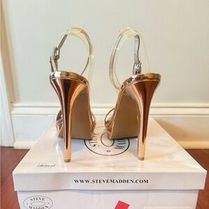 Steve Madden Casita Rose Gold ankle clear strap Sandals